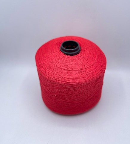 Бобинная пряжа (пр.Италия),Linette Pailletes, 450/100гр, 80% Лен, 20% Полиэстер(пайетка), цвет-Красный+пайетка. арт.36745