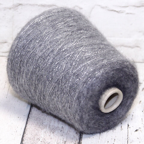 Смотка смесовка с шерстью/люрекс 900 серый с серебром