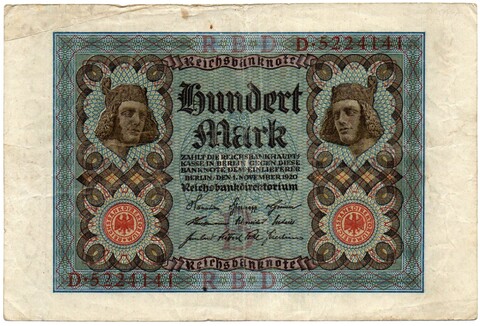 Банкнота Германия, Веймарская республика 100 марок 1920 год