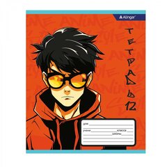 
          Тетрадь 12л., клетка, Alingar, скрепка, блок офсет, 100% белизна, мелованный картон (стандарт), "Anime style"