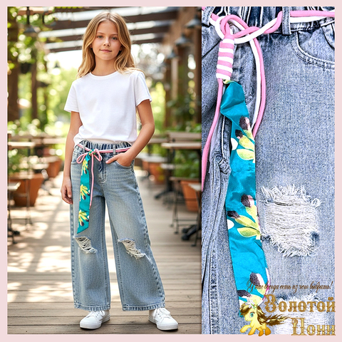 Джинсы девочке (4-9) 260115-J5068