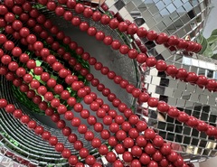 "Жемчуг круглый" 4мм, "Майорка. Имитация" (красный цвет)