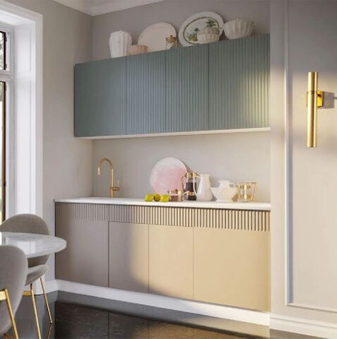 Кухня Оливия NEW 2,0м (490) (Шарли Бриз/Шарли Мокко, Белый (Кастилло темный))