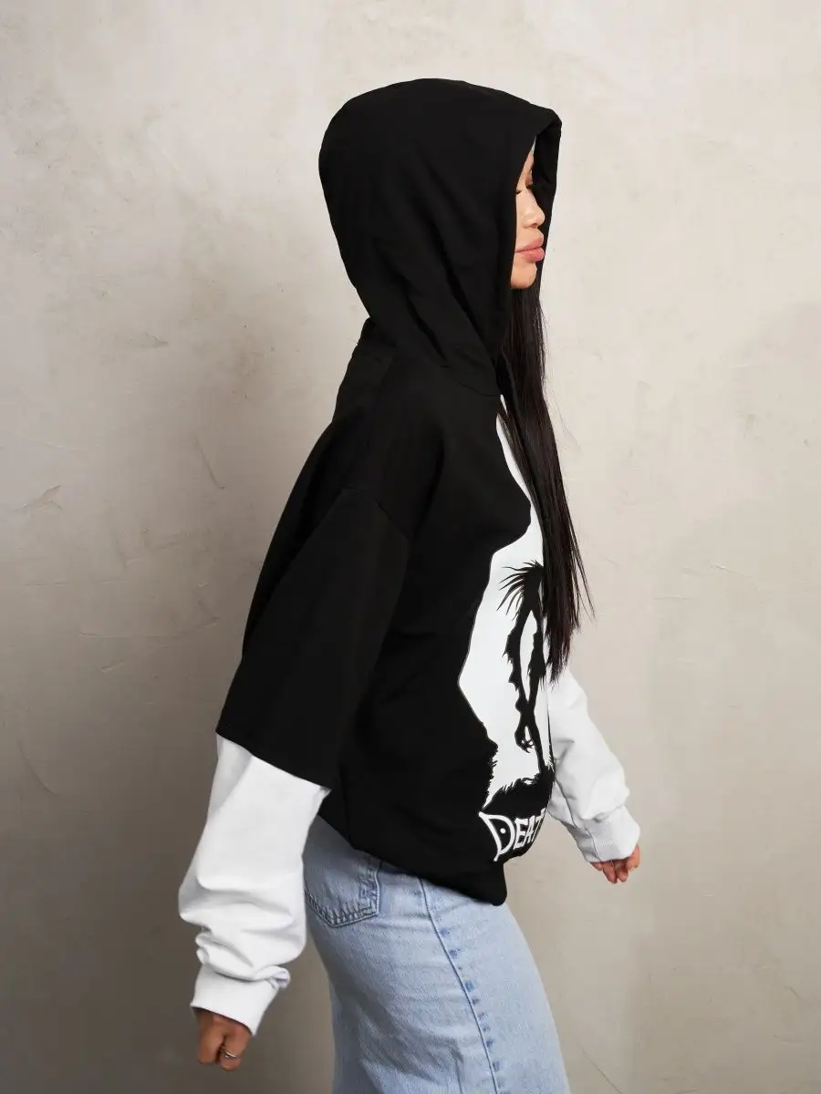 Худи женское мужское оверсайз с принтом аниме с капюшоном