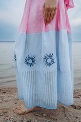 ❀ Розовый рассвет. Костюм льняной топ с юбкой макси с вышивкой 