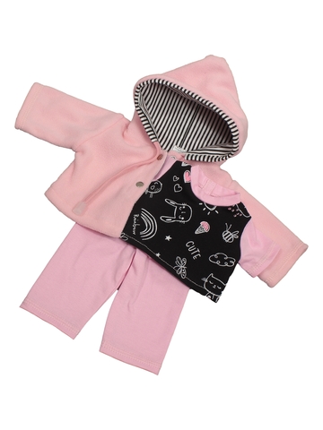 Трикотажный комплект - Розовый / черный. Одежда для кукол, пупсов и мягких игрушек.
