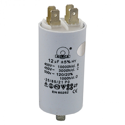 Конденсатор CBB60 12uF 450V (4 клеммы, с болтом) VEBEX 513012