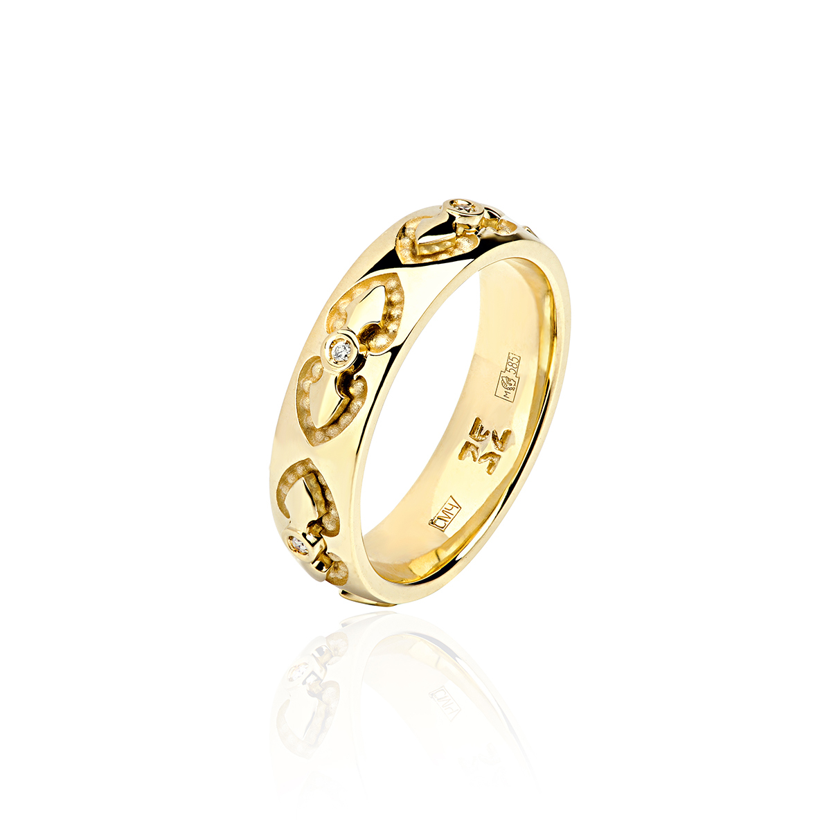 Обручальное кольцо с бриллиантом  из желтого золота JA-O-1О630329