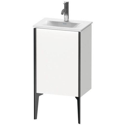 Duravit XViu Тумба подвесная 591x430x310мм под раковину # 073345, 1 дверца, (петли слева), ножки не вкл., цвет: белый глянцевый / края: чёрный матовый XV4068LB222