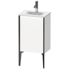 Duravit XViu Тумба подвесная 591x430x310мм под раковину # 073345, 1 дверца, (петли слева), ножки не вкл., цвет: белый глянцевый / края: чёрный матовый XV4068LB222 фото