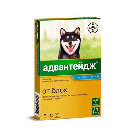 Адвантейдж для собак 4-10 кг упаковка (4 пипетки)