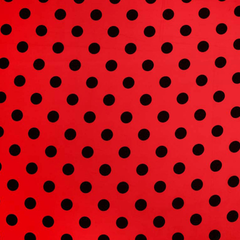 Ткань плательная Кашибо чёрный горох на красном, d 2,1 см