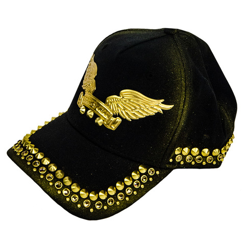 Robin&#39;s Jean | Бейсболка GOLD DUST CAP IN BLACK WITH WINGS AND CRYSTALS сбоку