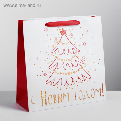 Пакет ламинированный квадратный «Снежного Нового года!», 30 х 30 х 12см