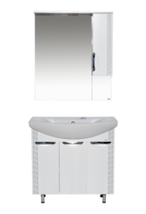 Тумба MISTY Престиж - 80  прямая белая серебряная патина c умывальником