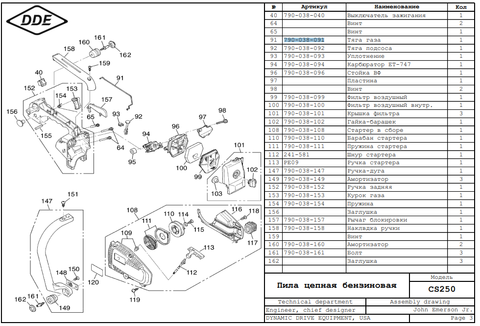 Тяга газа DDE CS250/CS2512
