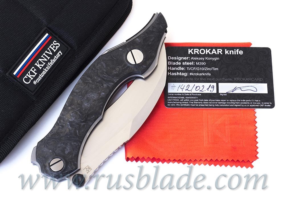 CKF Krokar CF knife (Konygin, Ti, CF, Zirc, M390)