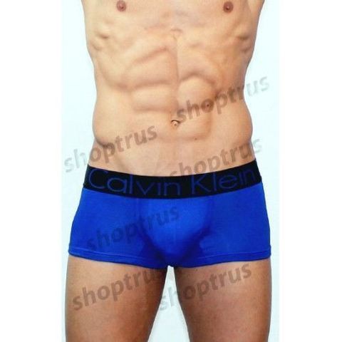 Мужские трусы боксеры синие с черной резинкой Calvin Klein Black Waistband modal