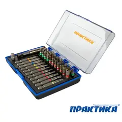 Набор бит ПРАКТИКА Профи  35шт, 25 и 50мм, PH, PZ, SL, Hex, Torx, Tri-Wing, держатель 60 (779-004)