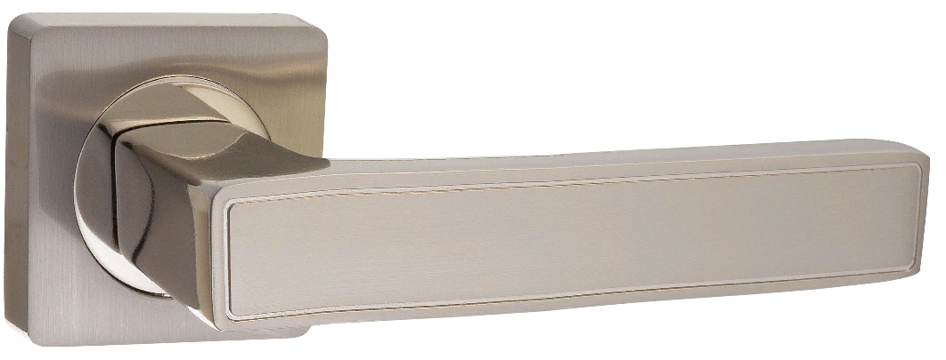 Ручка квадрат Пуэрто INAL 534-02 SN/NP, цвет никель матовый/никель блестящий, алюминий (гарантия - 8 лет)