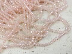 Бусины граненые Рондель, d 4 мм, 1 уп=10 нитей, 1 нить 45 см, розовый АВ