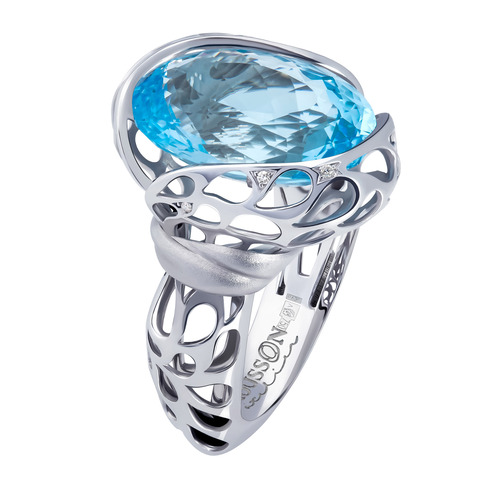 Кольцо с Топазом Swiss и Бриллиантами, R0093-1/7