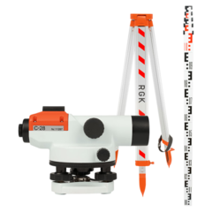 Комплект - оптический нивелир RGK C-28, рейка RGK TS-7 и штатив RGK S6-N C28S6TS7