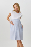 Платья для беременных и кормящих 18292 бело-голубая полоска узкая