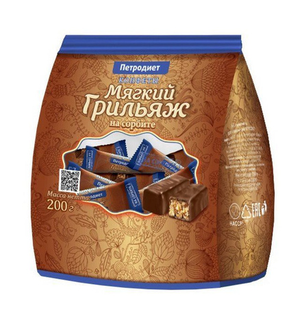 Конфеты Петродиет Грильяжные на сорбите, 200г