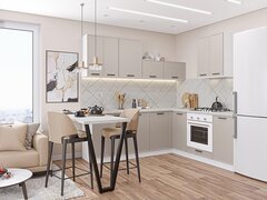 Угловая модульная кухня Фрейм-03 Cream Silk - Белый 2140*2200/2000*600