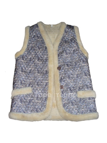 Жилет женский на кусковой овчине Песок