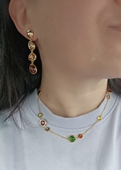 20813- Серьги CARAMEL длинные с цветными камнями золото/серебро