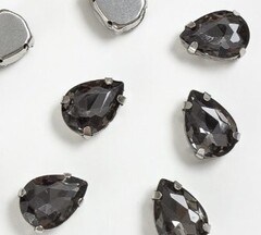 Стразы пришивные стекло в оправе, р. 14 мм, графитовый