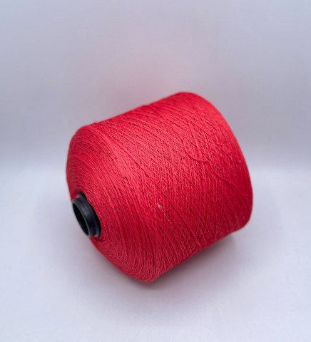 Бобинная пряжа (пр.Италия),Linette Pailletes, 450/100гр, 80% Лен, 20% Полиэстер(пайетка), цвет-Красный+пайетка. арт.36745