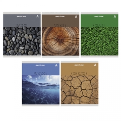 Тетрадь 96л., А5, клетка, Alingar "Elements of nature", скрепка, мелованный картон (стандарт), блок офсет, 5 дизайнов в пленке т/у