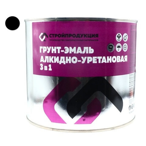 Грунт-эмаль 3 в 1 ЧЕРНЫЙ (банка 2,5 кг, 1.92л)