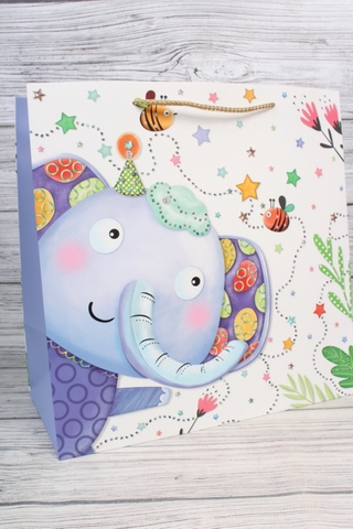 Пакет подарочный L квадратный, Зоопарк с тиснением, 38*38*20 см (Д*В*Ш), 1 шт.