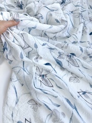 Вискоза с нейлоном, крэш вуаль, Голубые лилии