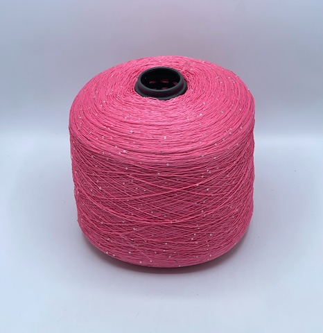 Бобинная пряжа, Linette Pailletes, 450м, 80% Лен, 20% Полиэстер(пайетка), Ярко-розовый+пайетка. 39402