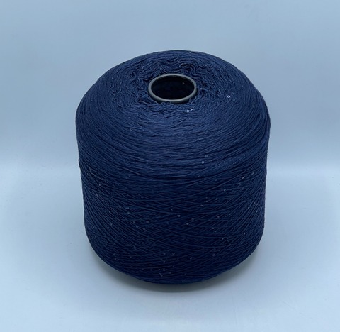 Бобинная пряжа, Merino Pailletes, 450м, 80% Меринос, 20% Полиэстер(пайетка), Темно-синий+пайетка. 39465