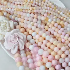Тонированный кварц, микс, шарик, 8 мм, нить, К026