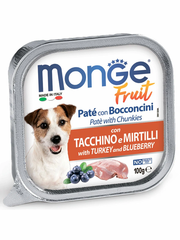 Monge Dog корм консервированный для собак Fruit индейка с черникой 100 гр.