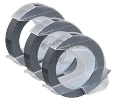 S0847730 - Лента для механических принтеров DYMO, 9 мм х 3м, пластиковая черная, шрифт белый, 3 шт. в блистере