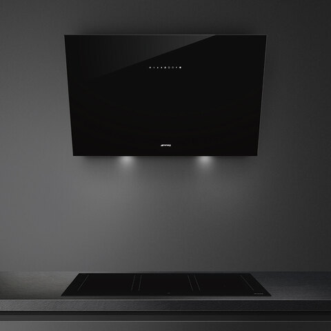 SMEG KV394N Вытяжка настенная, 90 см, черное стекло