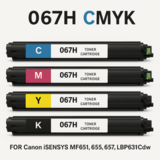 Комплект совместимых картриджей 067H CMYK с чипами для Canon i-SENSYS MF651, MF655, MF657, LBP631Cw, LBP633Cdw