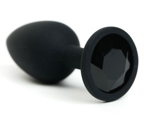 Черная анальная пробка с черным стразом - 7,6 см. - 4sexdreaM 47509