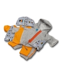 Большой трикотажный комплект (рыбы) - Серый / оранжевый. Одежда для кукол, пупсов и мягких игрушек.