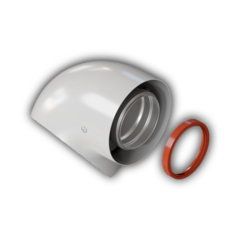 Отвод дымохода промежуточный раструбный 90° D60/100 (мама/папа) двунаправленный