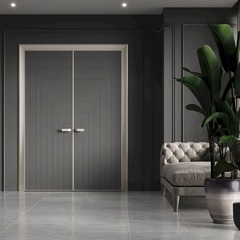 Двустворчатая распашная дверь эмаль Profil Doors 10PE графит глухая