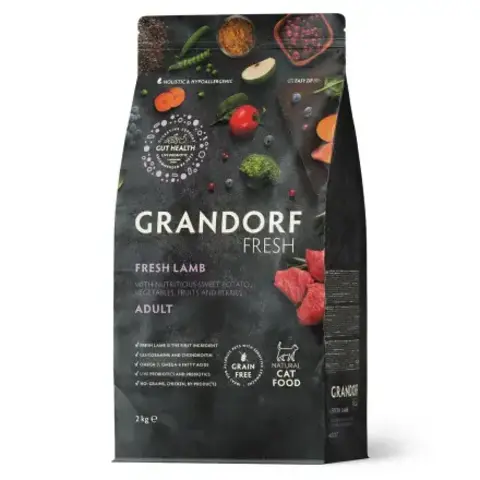 Grandorf Fresh сухой корм для взрослых кошек свежее мясо ягненка с бататом 2 кг